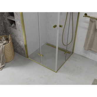 Mexen Lima Duo skladací sprchovací kút 90 x 90 cm, transparentný, zlatá - 856-090-090-50-00-02