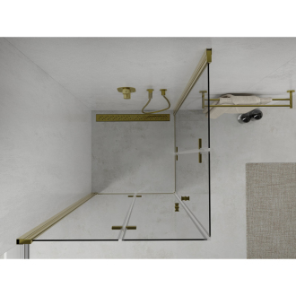 Mexen Lima Duo skladací sprchovací kút 90 x 90 cm, transparentný, zlatá - 856-090-090-50-00-02