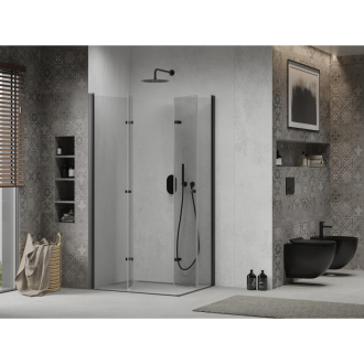 Mexen Lima Duo skladací sprchovací kút 100 x 90 cm, transparentný, čierna - 856-100-090-70-00-02