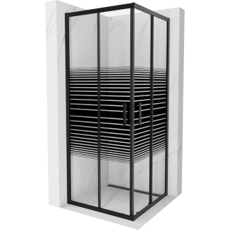 Mexen Rio štvorcový sprchovací kút 80 x 80 cm, pruhy, čierna - 860-080-080-70-20