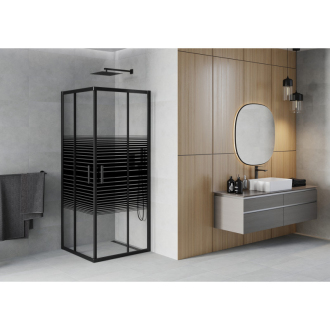 Mexen Rio štvorcový sprchovací kút 80 x 80 cm, pruhy, čierna - 860-080-080-70-20