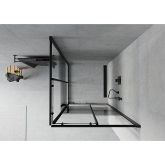 Mexen Rio štvorcová sprchová kabína 90 x 90 cm, pruhy, čierna - 860-090-090-70-20