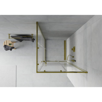 Mexen Rio štvorcový sprchovací kút 70 x 70 cm, pruhy, zlatá - 860-070-070-50-20