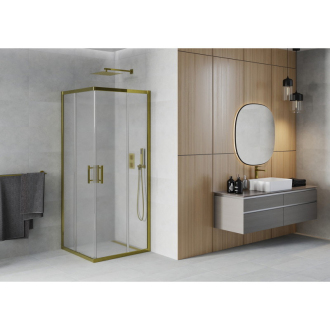 Mexen Rio štvorcový sprchovací kút 80 x 80 cm, mráz, zlatá - 860-080-080-50-30