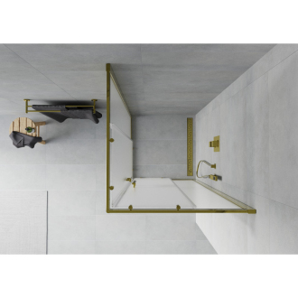 Mexen Rio štvorcový sprchovací kút 90 x 90 cm, mráz, zlatá - 860-090-090-50-30