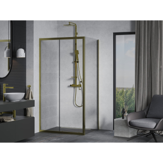 Mexen Apia výsuvná sprchová kabína 140 x 70 cm, priehľadná, zlatá - 840-140-070-50-00
