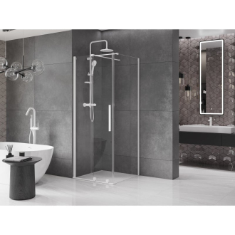 Mexen Velar výsuvná sprchová kabína 90 x 90 cm, priehľadná, biela - 871-090-090-01-20