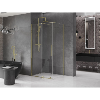 Mexen Velar výsuvná sprchová kabína 90 x 85 cm, priehľadná, zlatá - 871-090-085-01-50