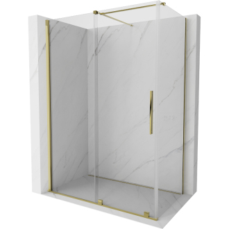 Mexen Velar výsuvná sprchová kabína 140 x 75 cm, priehľadná, zlatá - 871-140-075-01-50