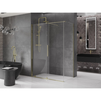 Mexen Velar výsuvná sprchová kabína 140 x 80 cm, priehľadná, zlatá - 871-140-080-01-50