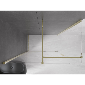 Mexen Velar výsuvná sprchová kabína 140 x 80 cm, priehľadná, zlatá - 871-140-080-01-50