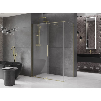 Mexen Velar výsuvná sprchová kabína 160 x 85 cm, priehľadná, zlatá - 871-160-085-01-50