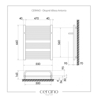 CERANO Vykurovacie teleso Antonio kombinované 351W čierna matná 660x550 mm LIV-WD-14-55