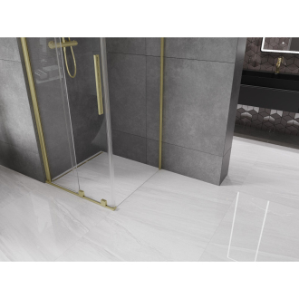 Mexen Velar výsuvný sprchovací kút 90x90 cm, transparent, brúsené zlato 871-090-090-01-55