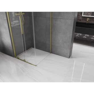 Mexen Velar výsuvný sprchovací kút 90x90 cm, transparent, brúsené zlato 871-090-090-01-55