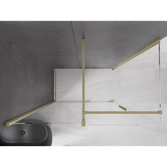 Mexen Velar vysúvací sprchovací kút 140x80, transp., brúsené zlato 871-140-080-01-55