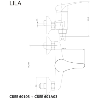 Mereo Lila sprchová batéria nástenná 150 mm bez príslušenstva M-CBEE60103