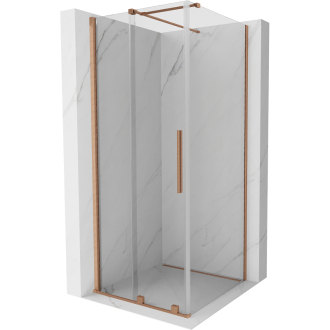 Mexen Velar sprchovací kút 100x100 cm, transparent, brúsená meď 871-100-100-01-65
