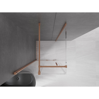 Mexen Velar vysúvací sprchovací kút 120x120, transp., brúsená meď 871-120-120-01-65