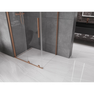 Mexen Velar sprchovací kút 130x85 cm, priehľadná, kartáčovaná meď 871-130-085-01-65