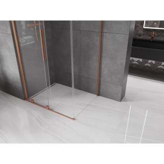 Mexen Velar sprchovací kút 130x85 cm, priehľadná, kartáčovaná meď 871-130-085-01-65