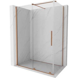Mexen Velar sprchovací kút 140x80 cm, transparent, kartáčovaná meď 871-140-080-01-65