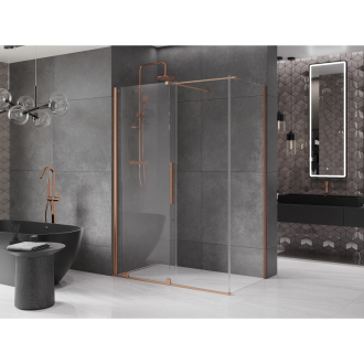 Mexen Velar sprchovací kút 140x80 cm, transparent, kartáčovaná meď 871-140-080-01-65