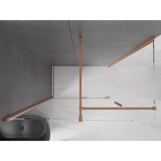 Mexen Velar sprchovací kút 150x75 cm, priehľadná, kartáčovaná meď 871-150-075-01-65