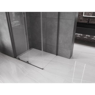 Mexen Velar sprchovací kút 90x85 cm, priehľadná, šedá kartáčovaná 871-090-085-01-66