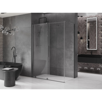Mexen Velar sprchovací kút 140x85 cm, priehľadná, šedá kartáčovaná 871-140-085-01-66