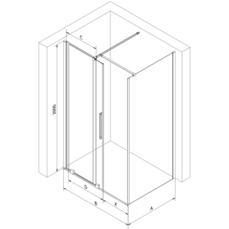 Mexen Velar výsuvná sprchová kabína 110 x 85 cm, priehľadná, čierna - 871-110-085-01-70