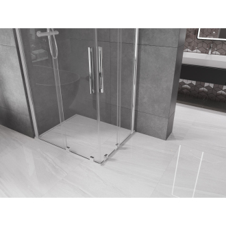 Mexen Velar Duo výsuvný sprchovací kút 90 x 80 cm, transparentný, chróm - 871-090-080-02-01