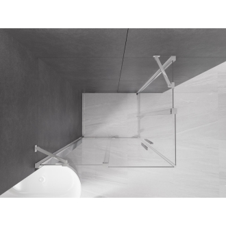 Mexen Velar Duo výsuvný sprchovací kút 90 x 80 cm, transparentný, chróm - 871-090-080-02-01