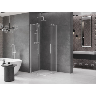 Mexen Velar Duo výsuvný sprchovací kút 100 x 100 cm, transparentný, chróm - 871-100-100-02-01
