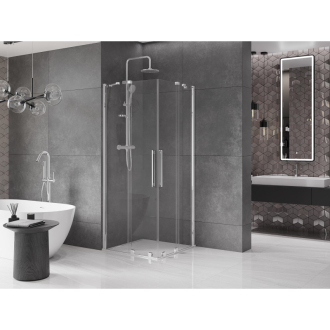 Mexen Velar Duo výsuvný sprchovací kút 100 x 100 cm, transparentný, chróm - 871-100-100-02-01