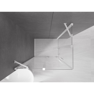 Mexen Velar Duo výsuvná sprchová kabína 90 x 80 cm, priehľadná, biela - 871-090-080-02-20