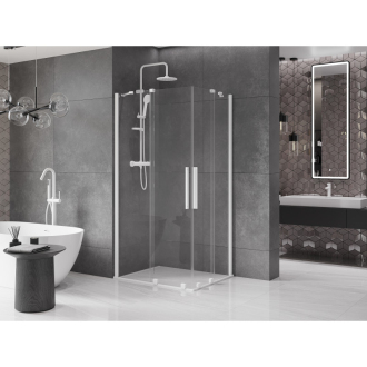 Mexen Velar Duo výsuvná sprchová kabína 90 x 80 cm, priehľadná, biela - 871-090-080-02-20