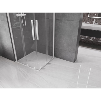 Mexen Velar Duo výsuvná sprchová kabína 90 x 90 cm, priehľadná, biela - 871-090-090-02-20