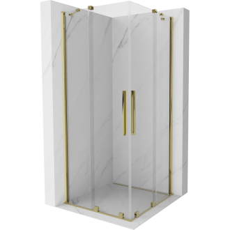 Mexen Velar Duo výsuvná sprchová kabína 80 x 80 cm, priehľadná, zlatá - 871-080-080-02-50