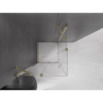 Mexen Velar Duo výsuvná sprchová kabína 80 x 80 cm, priehľadná, zlatá - 871-080-080-02-50