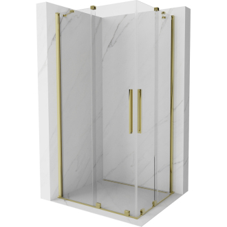 Mexen Velar Duo výsuvná sprchová kabína 90 x 80 cm, priehľadná, zlatá - 871-090-080-02-50