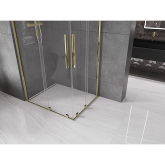 Mexen Velar Duo výsuvná sprchová kabína 90 x 80 cm, priehľadná, zlatá - 871-090-080-02-50