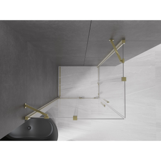 Mexen Velar Duo výsuvná sprchová kabína 90 x 80 cm, priehľadná, zlatá - 871-090-080-02-50