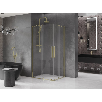 Mexen Velar Duo výsuvná sprchová kabína 90 x 80 cm, priehľadná, zlatá - 871-090-080-02-50