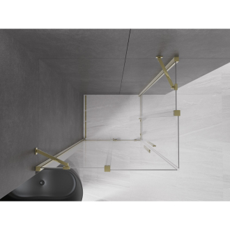 Mexen Velar Duo výsuvná sprchová kabína 100 x 90 cm, priehľadná, zlatá - 871-100-090-02-50