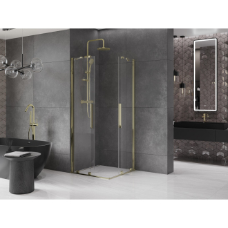 Mexen Velar Duo sprchovací kút 100x100 cm, transparent, zlatá 871-100-100-02-50