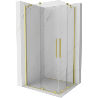 Mexen Velar Duo vysúvací sprchovací kút 90x80, transp., brúsené zlato 871-090-080-02-55