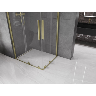 Mexen Velar Duo vysúvací sprchovací kút 90x80, transp., brúsené zlato 871-090-080-02-55
