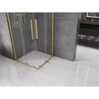 Mexen Velar Duo vysúvací sprchovací kút 90x90, transp., brúsené zlato 871-090-090-02-55