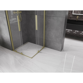 Mexen Velar Duo vysúvací sprchovací kút 90x90, transp., brúsené zlato 871-090-090-02-55